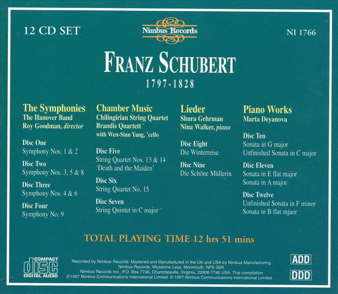 Schubert: The Symphonies; Chamber Music; Piano Works; Lieder cover art