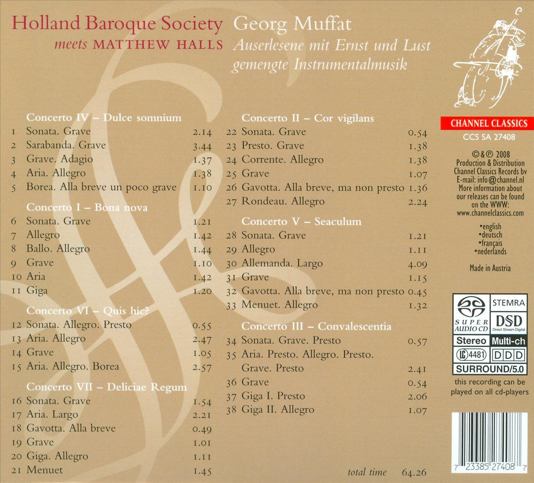 Georg Muffat: Auserlesene mit Ernst und Lust gemengte Instrumentalmusik cover art
