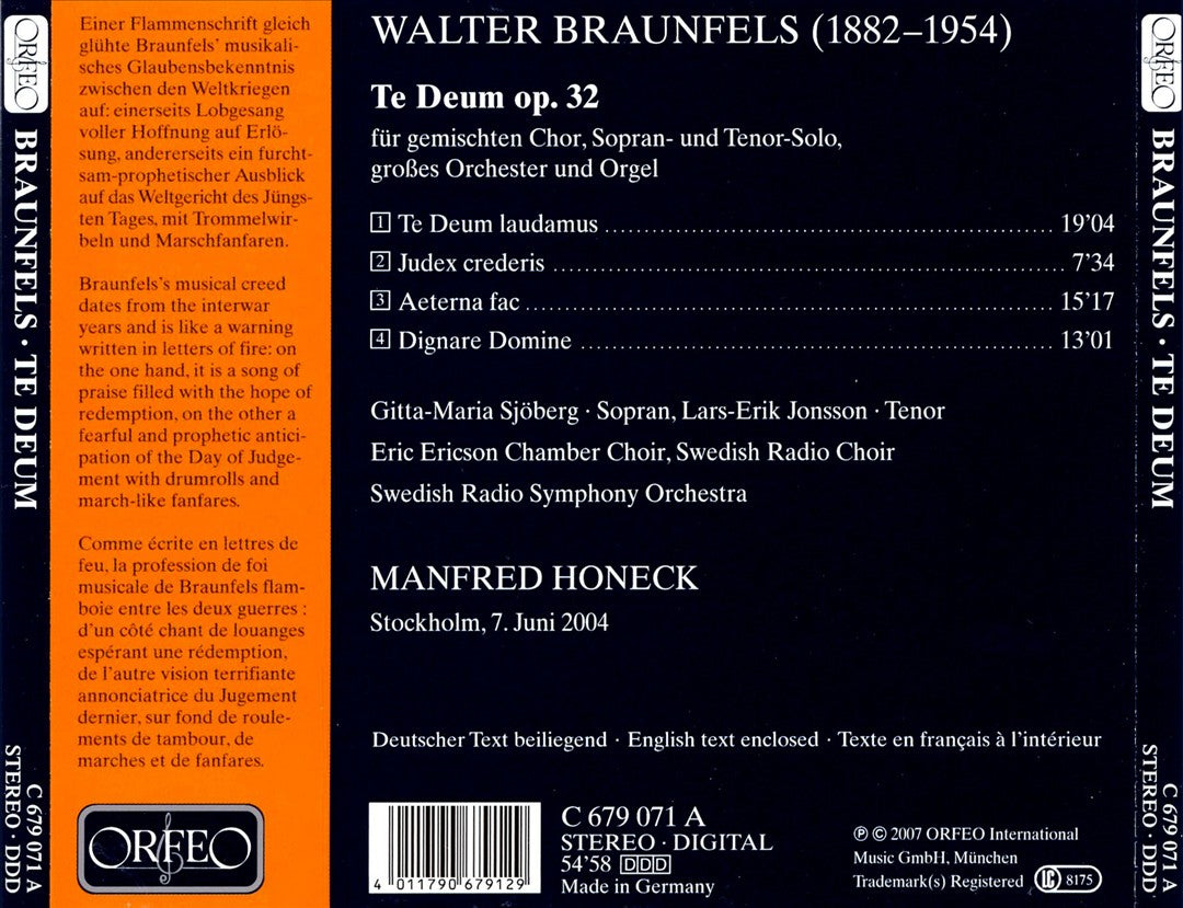Brauenfels: Te Deum cover art