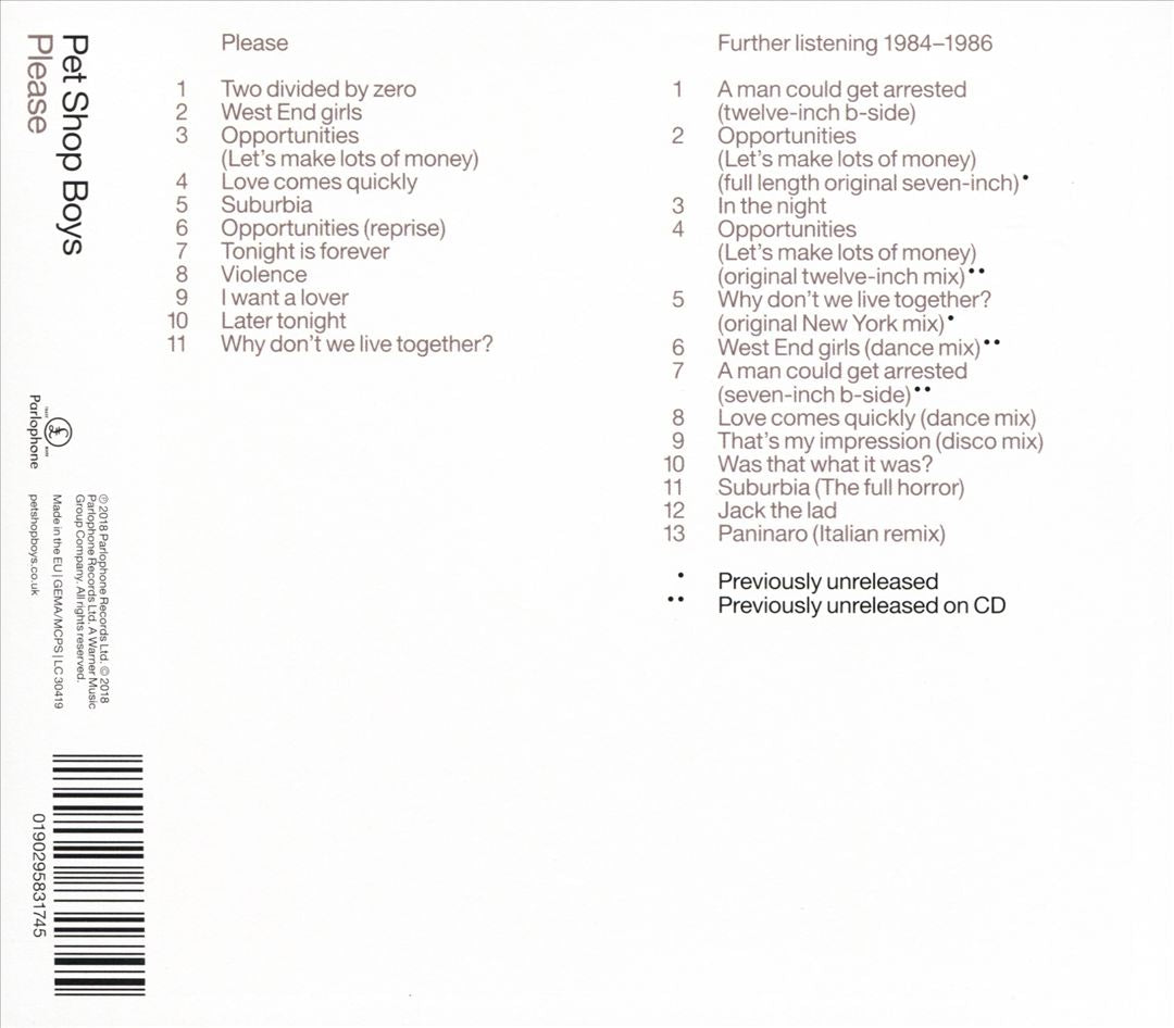 Please: Further Listening 1984-1986 cover art