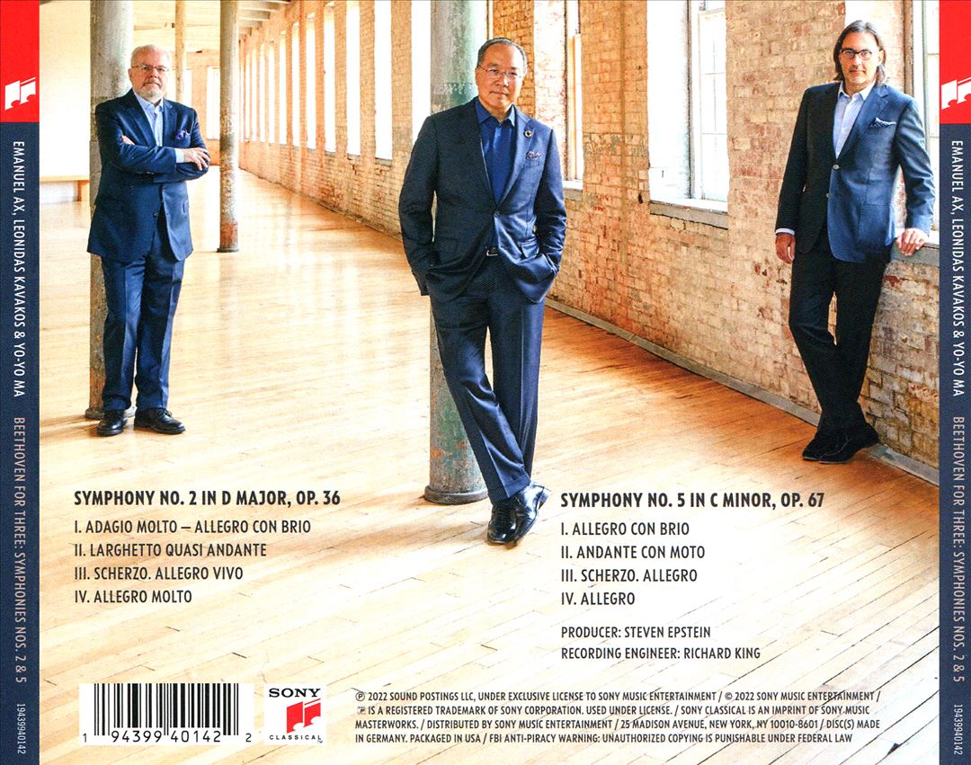 Beethoven for Three: Symphonies Nos. 2 and 5 cover art