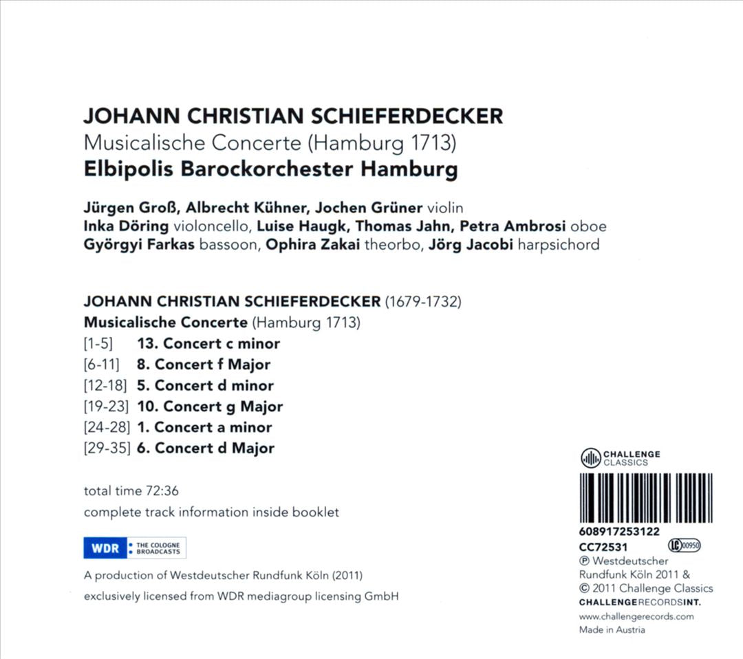 Johann Christian Schieferdecker: Musicalische Concerte (Hamburg 1713) cover art