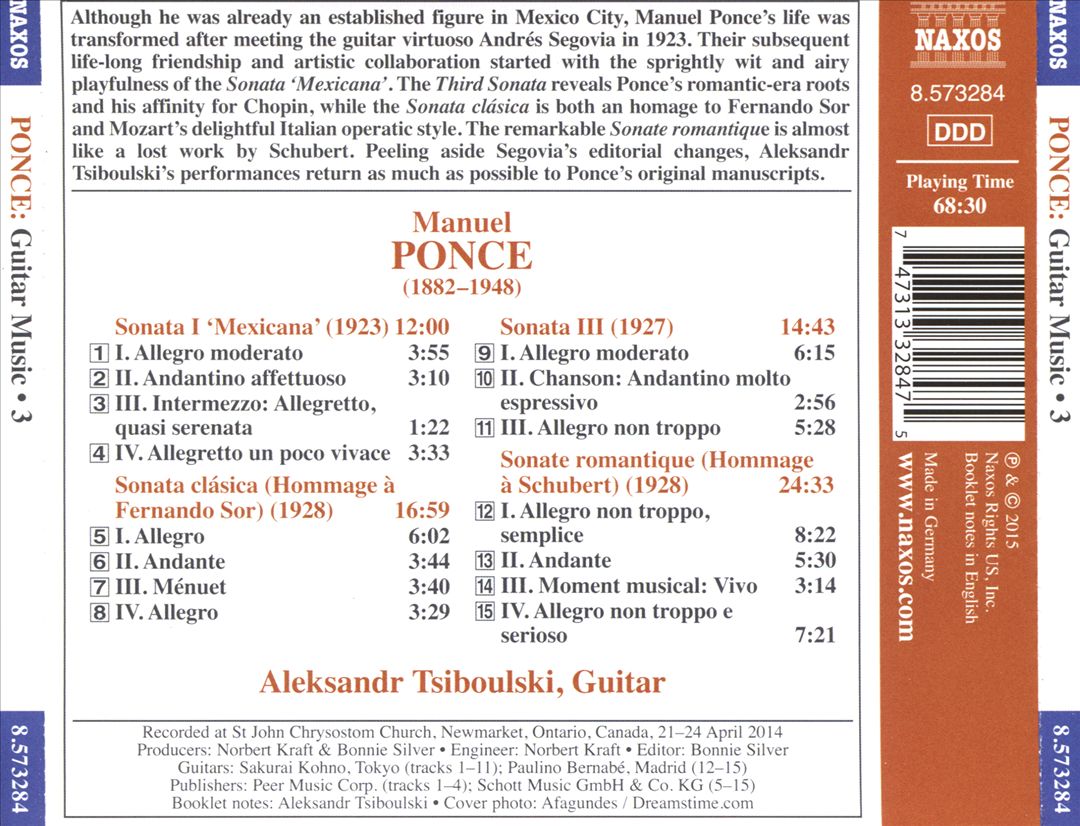 Manuel Ponce: Guitar Music, Vol. 3 - Four Guitar Sonatas cover art