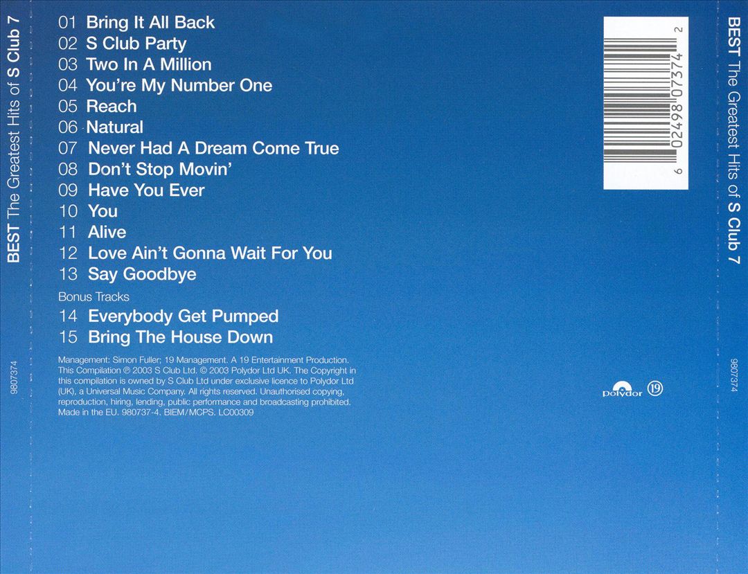 Best: The Greatest Hits of S Club 7  [Bonus Tracks] cover art