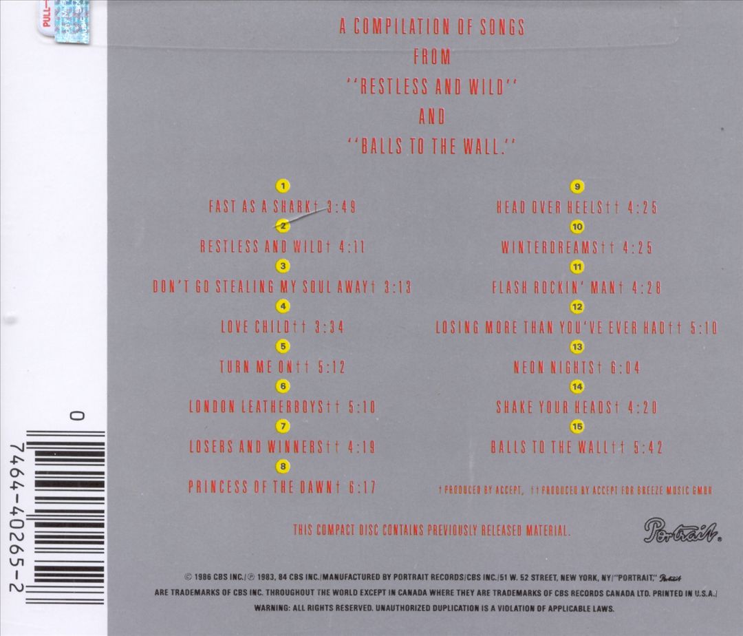 Restless and Wild/Balls to the Wall cover art