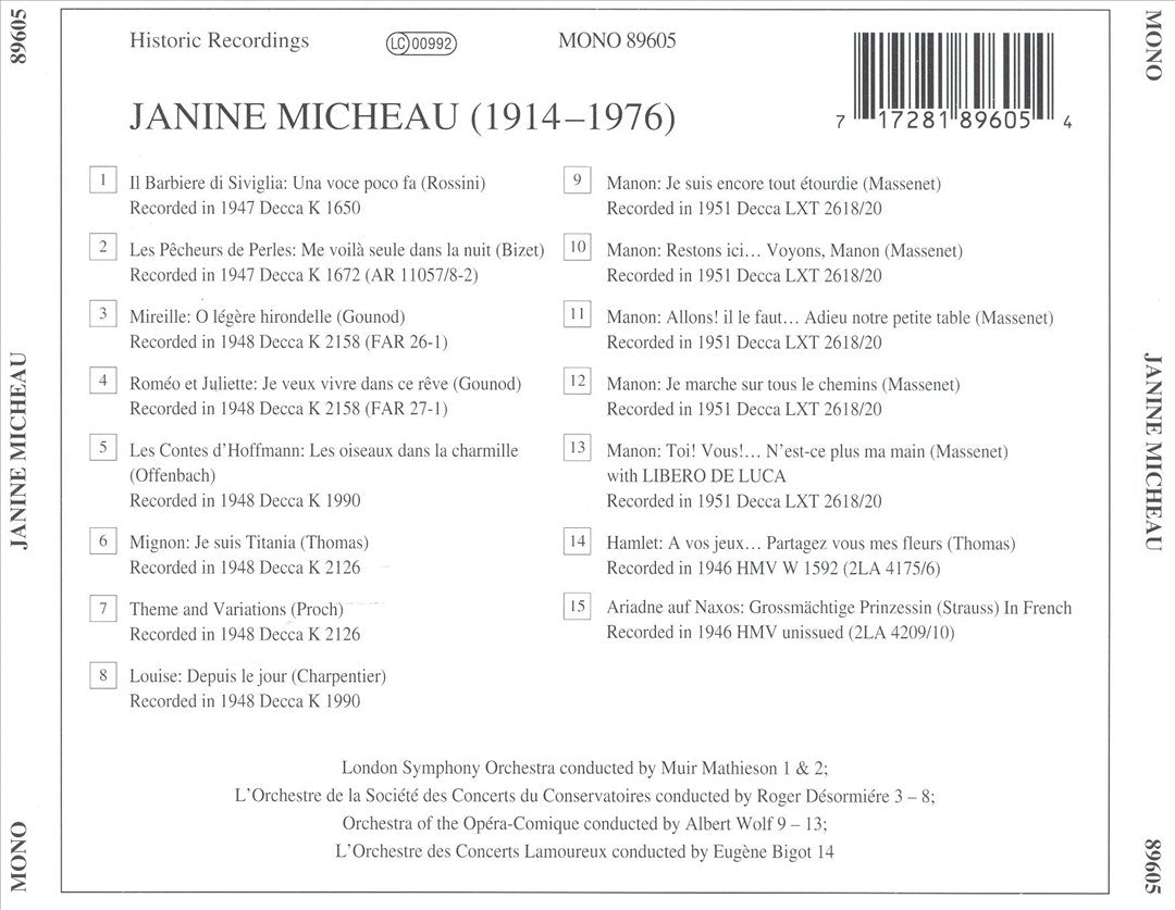 Lebendige Vergangenheit: Janine Micheau cover art