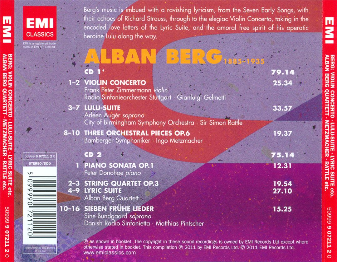 Berg: Violin Concerto; Three Orchestra Pieces; Piano Sonata No.1; String Quartet No.3 etc cover art