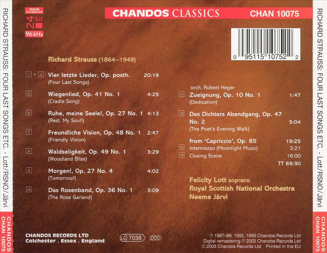 Strauss: Four Last Songs; Closing Scene from Capriccio; Orchestral Songs cover art