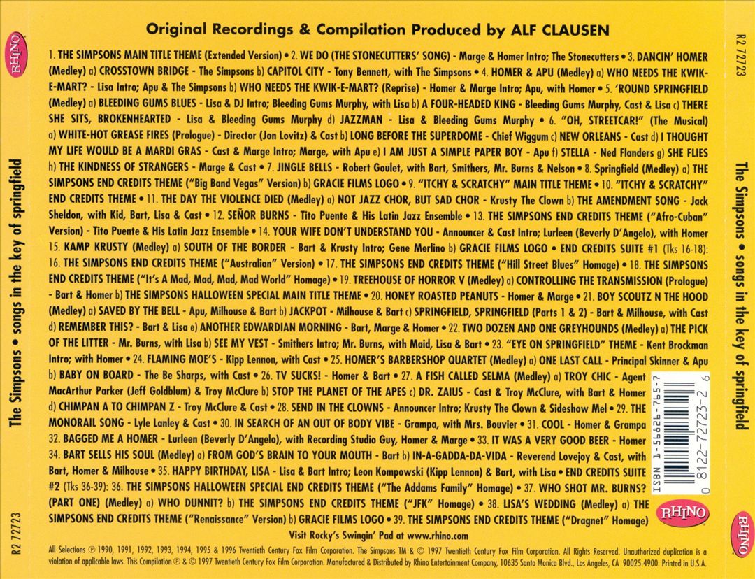 Songs in the Key of Springfield cover art
