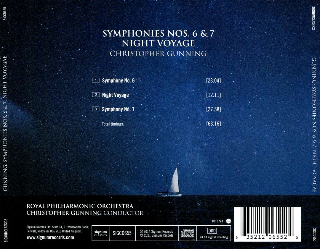 Christopher Gunning: Symphonies 6 & 7; Night Voyage cover art
