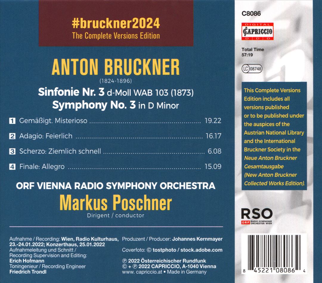 Bruckner: Symphony #3 cover art