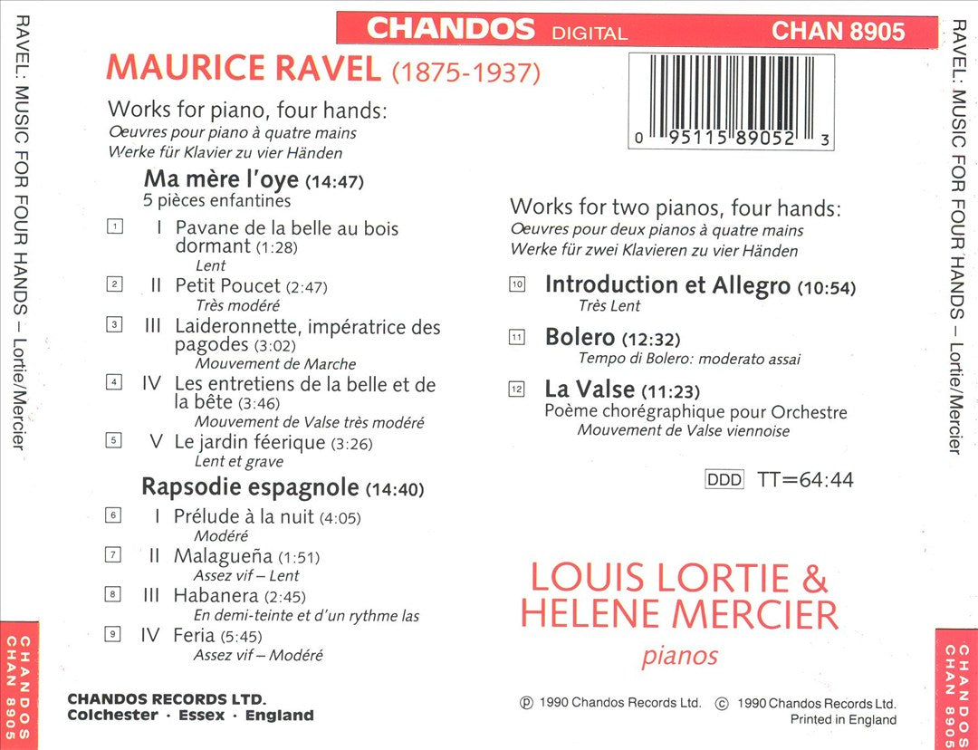 Ravel: Music for Four Hands cover art