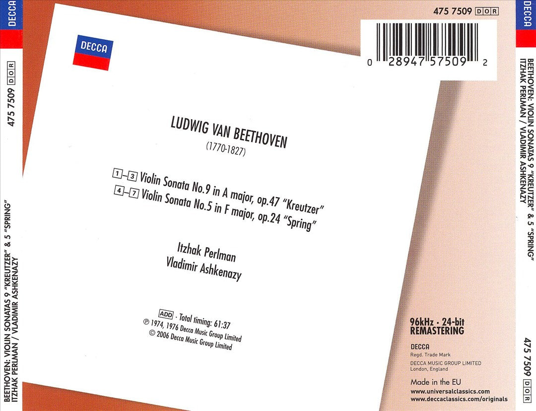 Beethoven: Violin Sonatas "Kreutzer" & "Spring" cover art