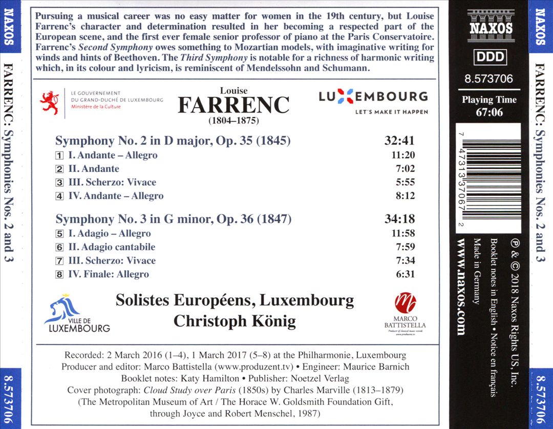 Louise Farrenc: Symphonies Nos. 2 and 3 cover art