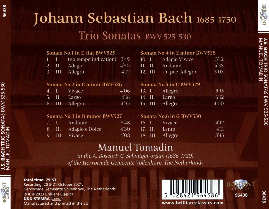 J.S. Bach: Trio Sonatas BWV 525-530 cover art
