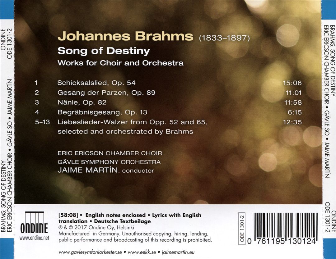 Brahms: Song of Destiny - Works for Choir and Orchestra cover art