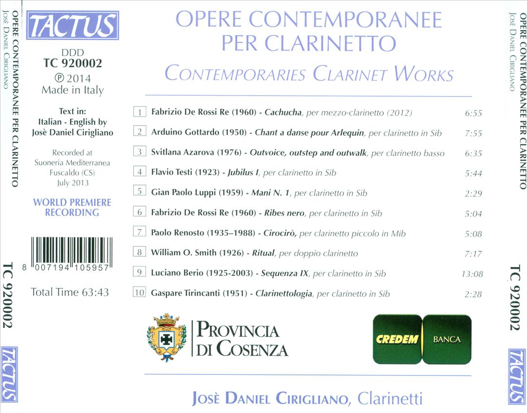 Opere Contemporanee per Clarinetto cover art