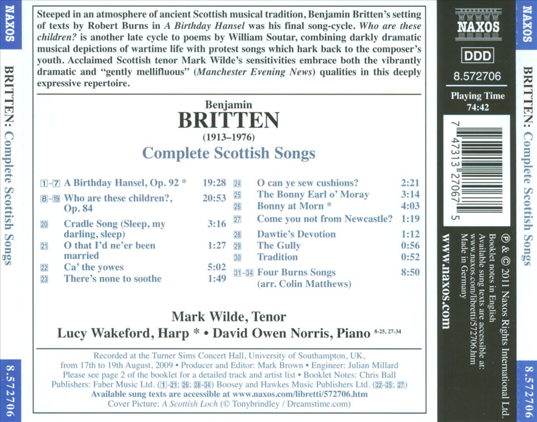 Britten: Complete Scottish Songs cover art