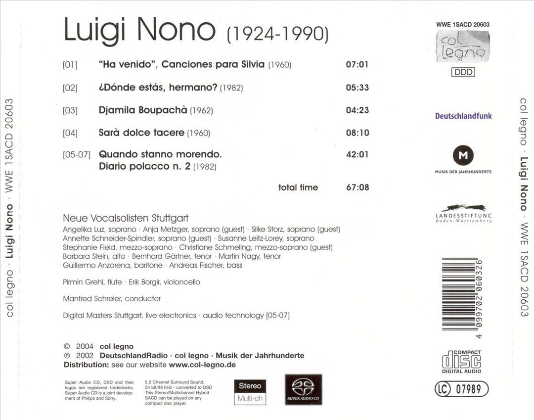 Luigi Nono: Quando stanno morendo cover art