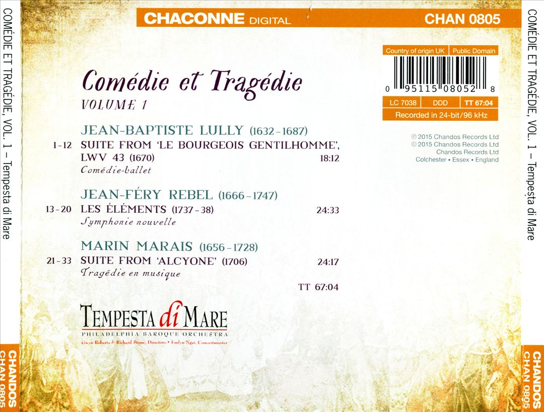 Comédie et Tragédie, Vol. 1: Lully, Marais, Rebel cover art