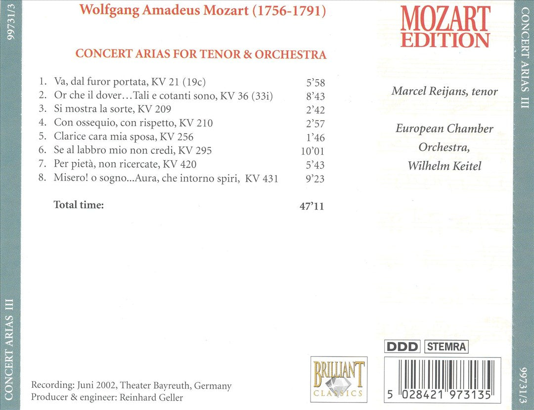 Mozart: Concert Arias, Vol. 3 cover art