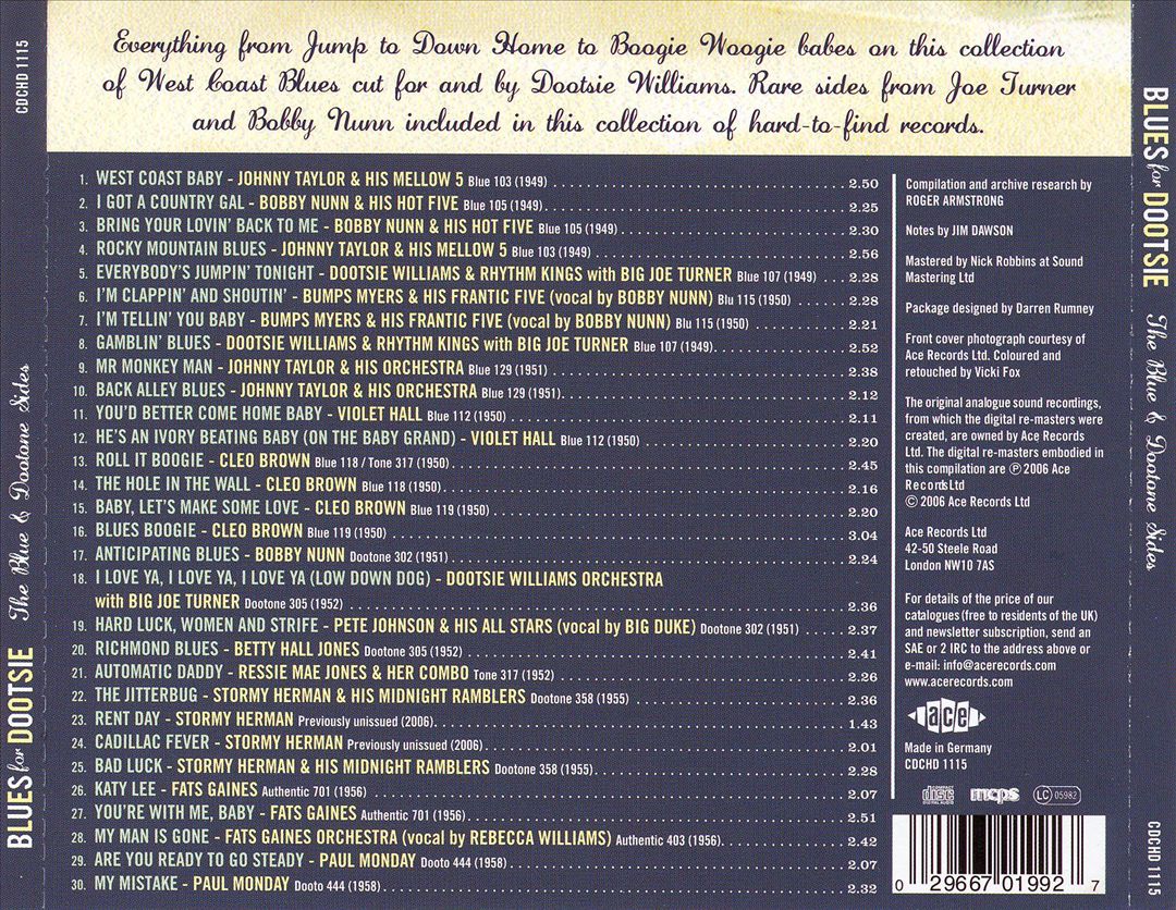 Blues for Dootsie: The Blue and Dootone Sides cover art