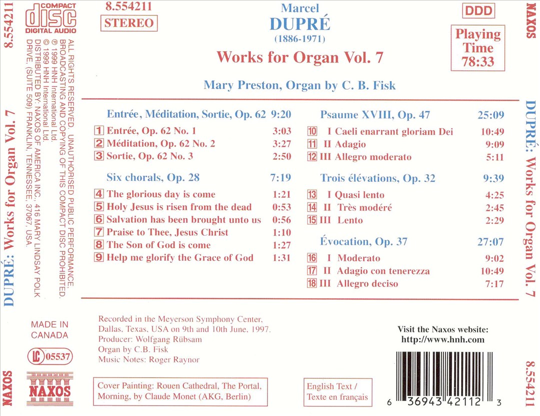 Dupré: Works for Organ, Vol. 7 cover art