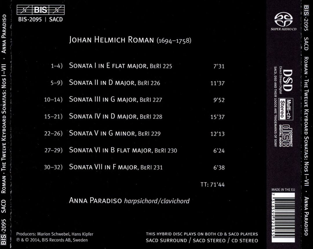 J.H. Roman: The 12 Keyboard Sonatas, Nos. 1-7 cover art