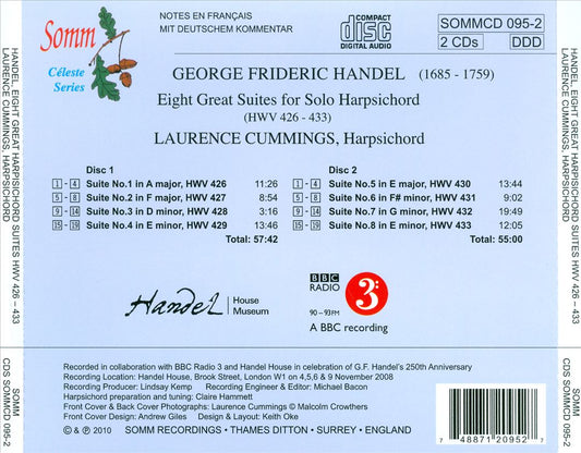 Handel: Eight Great Harpsichord Suites HWV 426-433 cover art