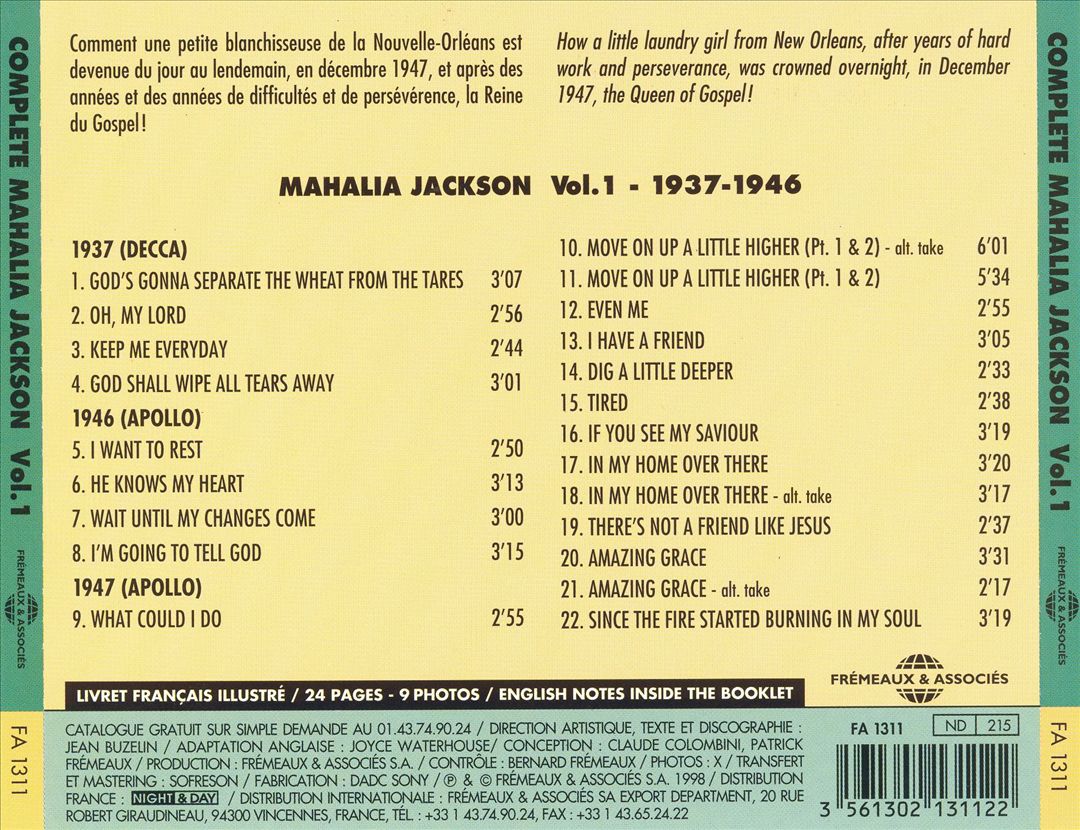 Integrale Mahalia Jackson, Vol. 1: 1937-1946 cover art