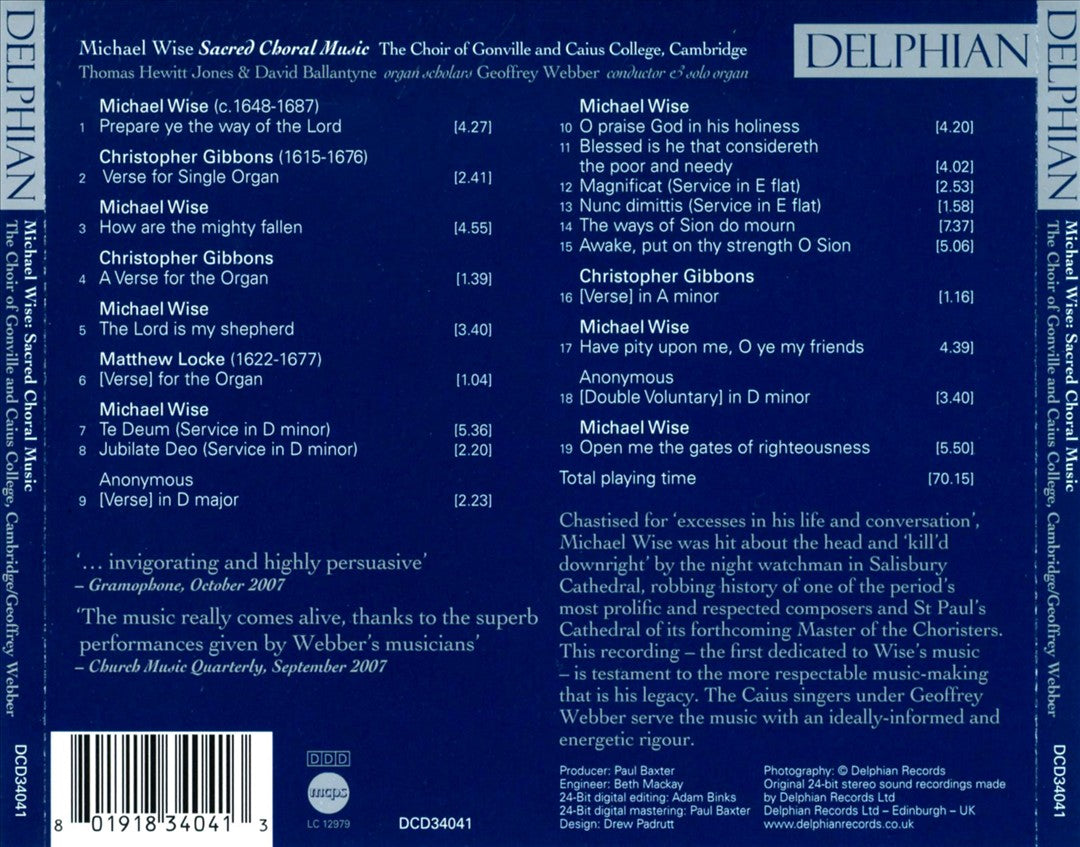 Michael Wise: Sacred Choral Music cover art