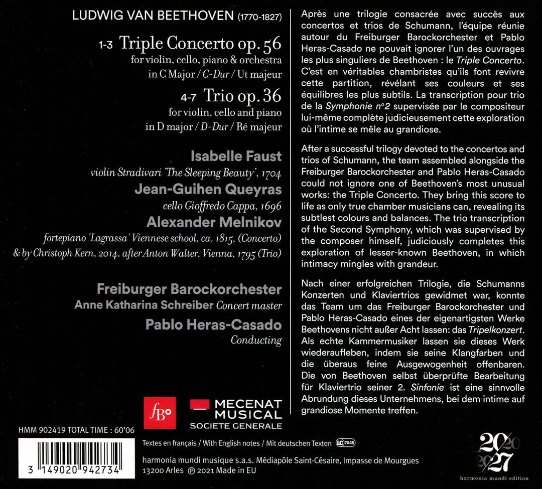 Beethoven: Triple Concerto; Piano Trio Op. 36 (Symphony No. 2) cover art