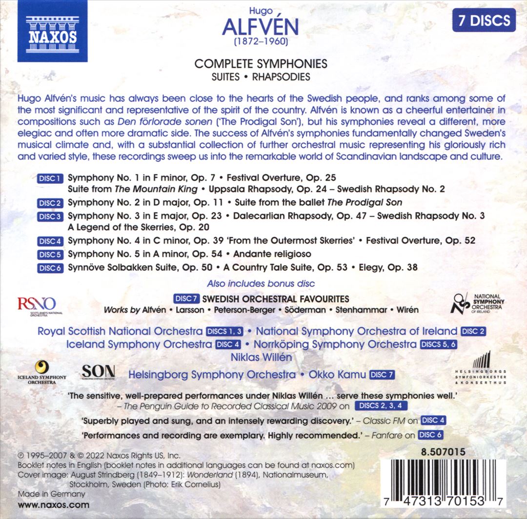 Hugo Alfvén: Complete Symphonies; Suites; Rhapsodies cover art