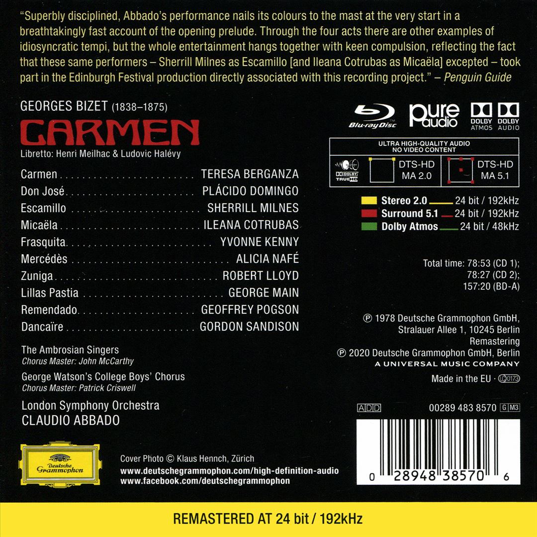 Bizet: Carmen [2CD/Blu-Ray Audio] cover art