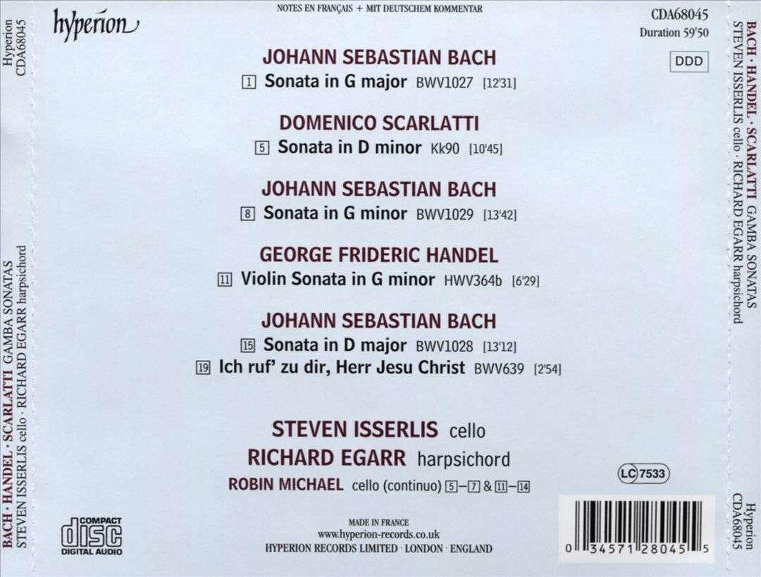Bach, Handel, Scarlatti: Gamba Sonatas cover art
