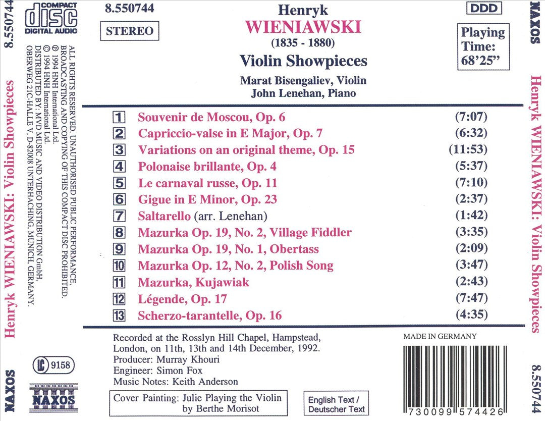 Henryk Wieniawski: Violin Showpieces cover art