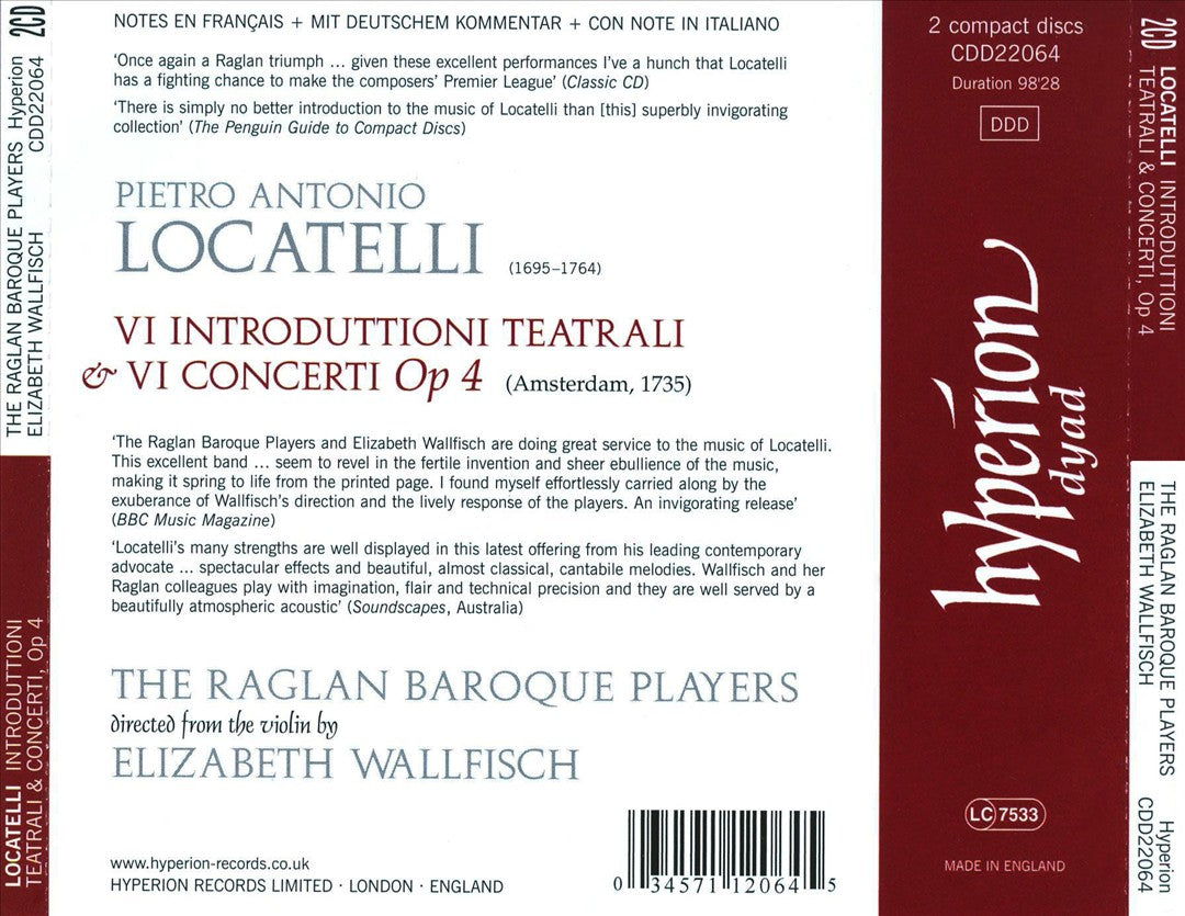 Locatelli: Introduttioni Teatrali & Concerti, Op. 4 cover art