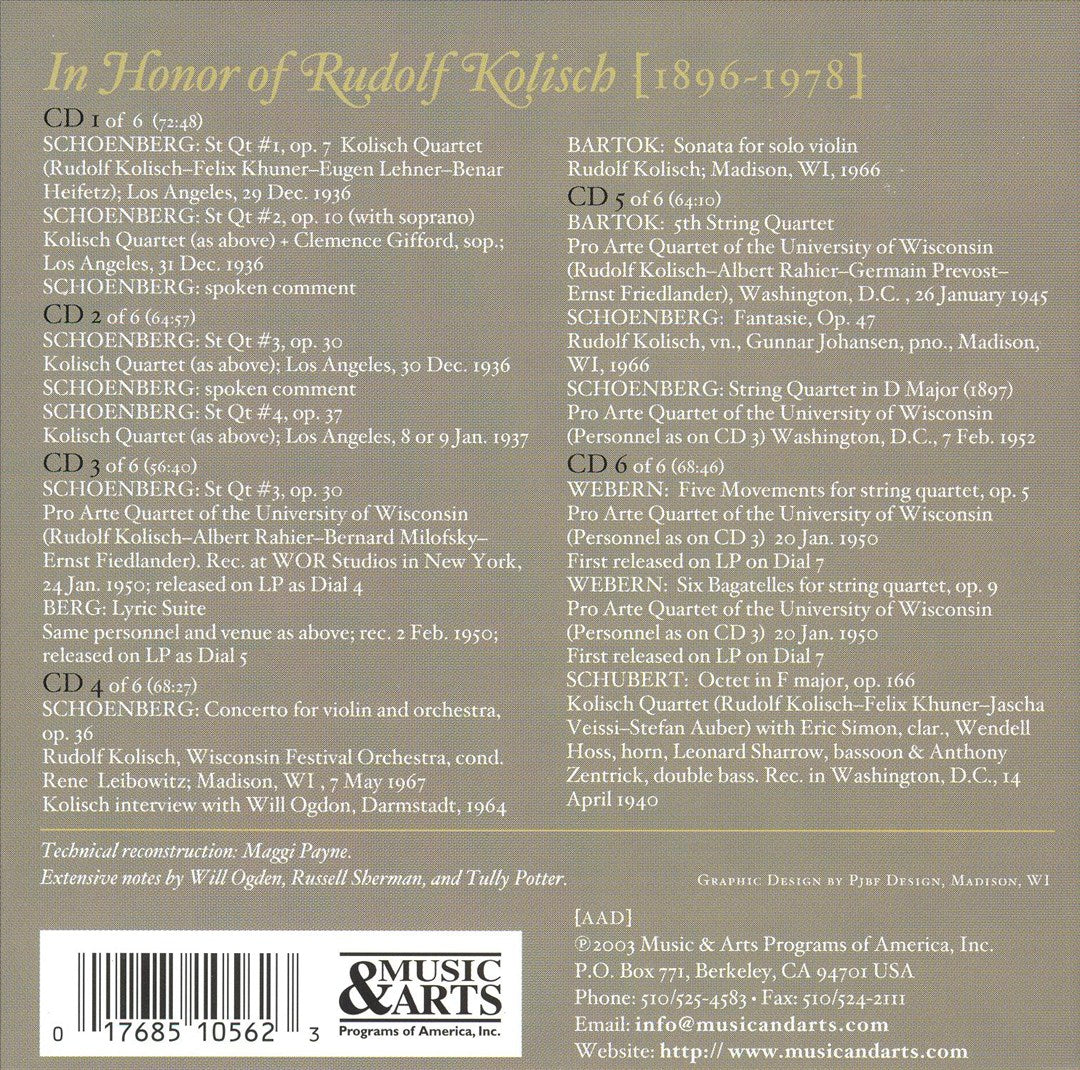 In Honor of Rudolf Kolisch cover art