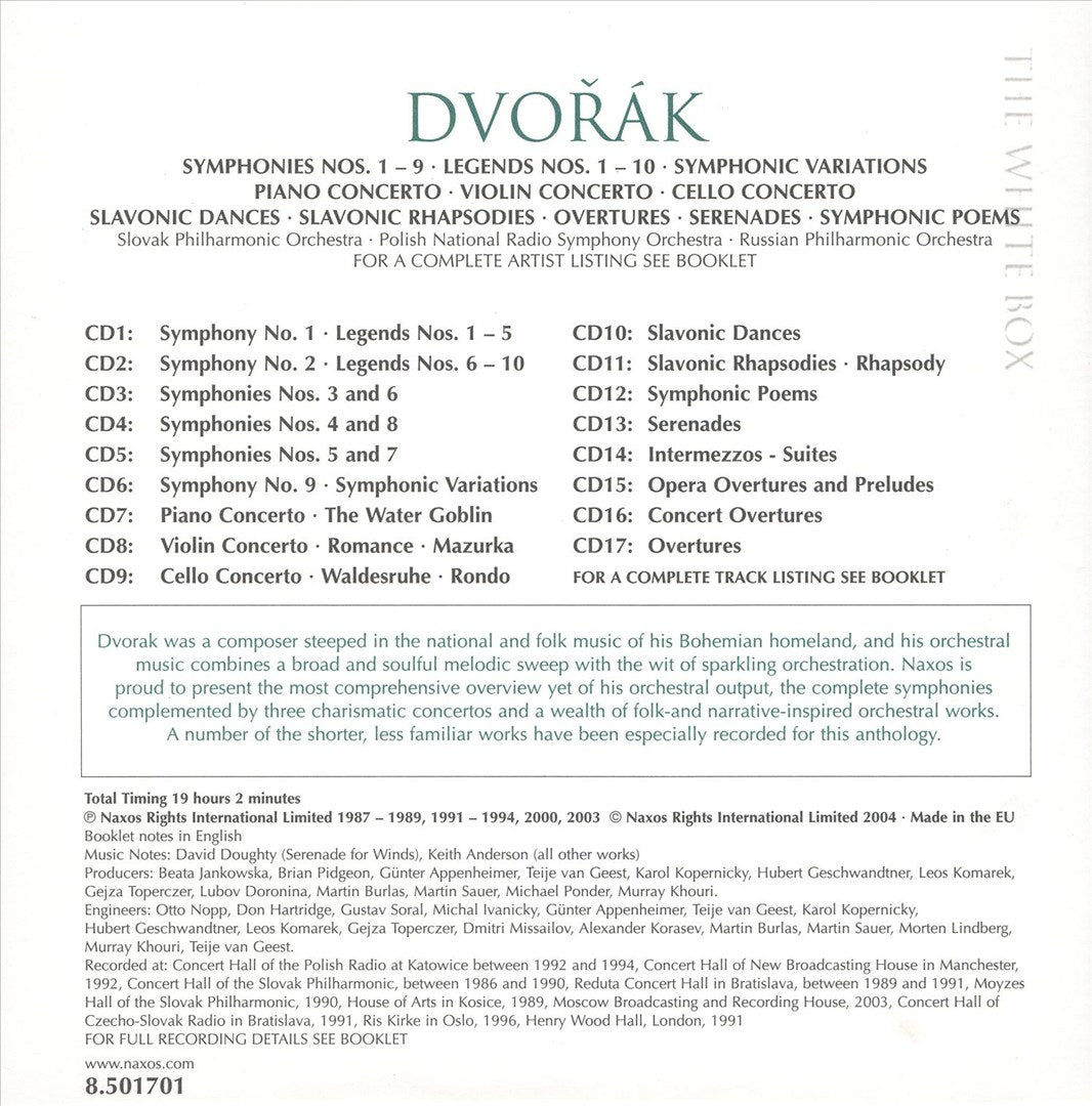 Dvorák: The Complete Published Orchestral Works cover art