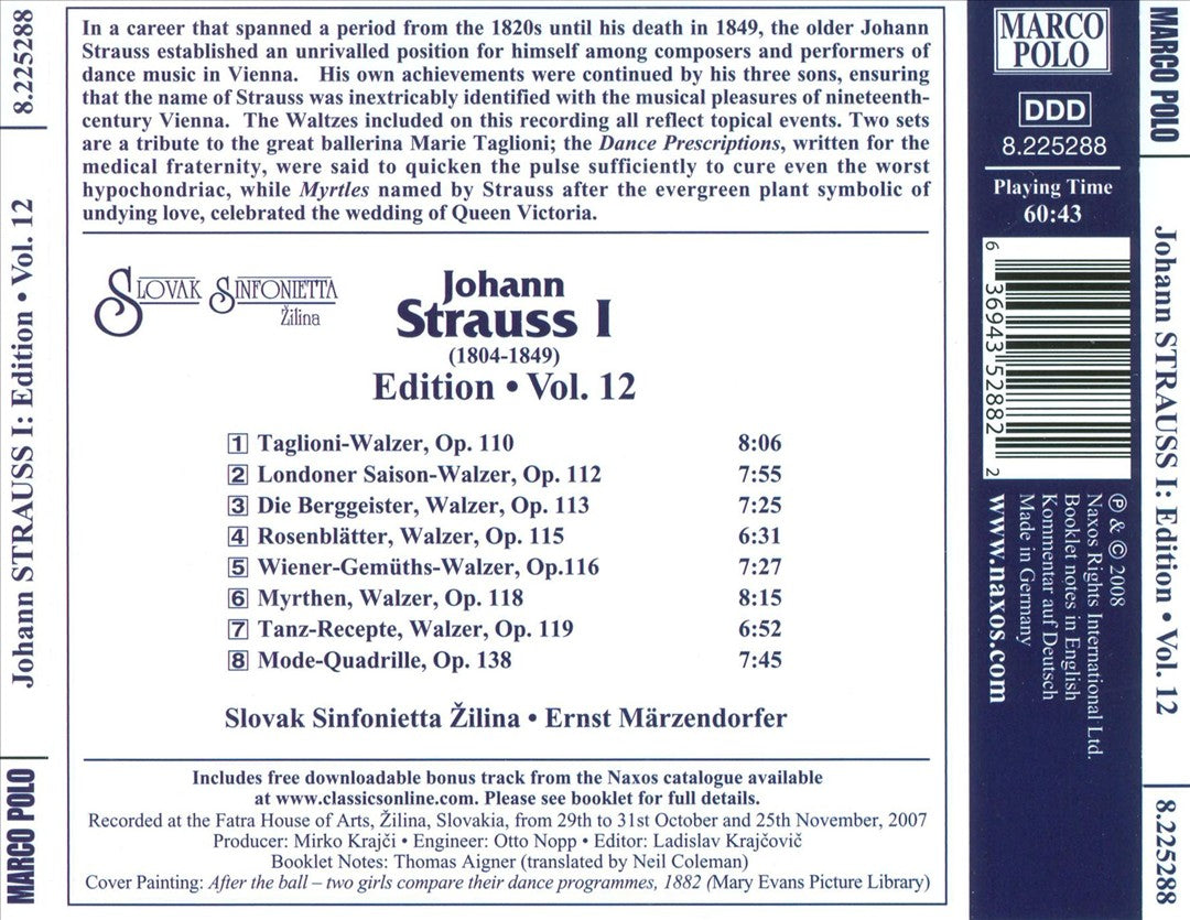 Johann Strauss I Edition, Vol. 12 cover art