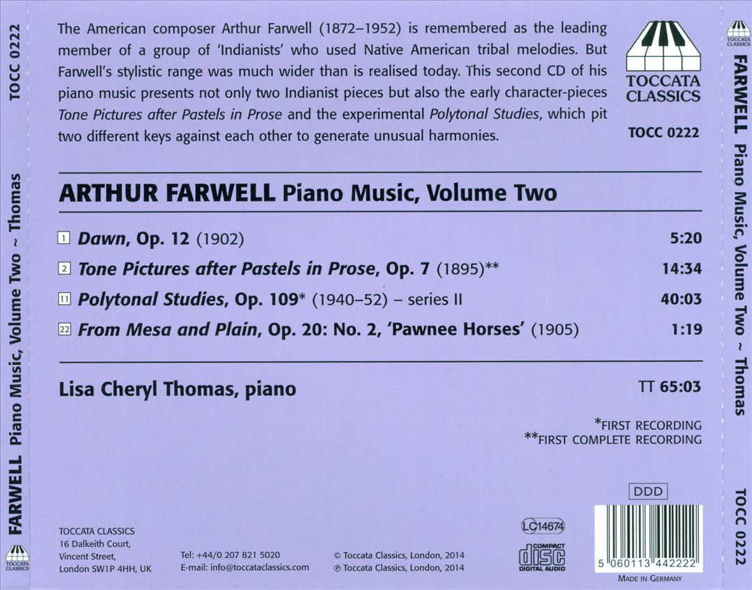 Arthur Farwell: Piano Music, Vol. 2 cover art