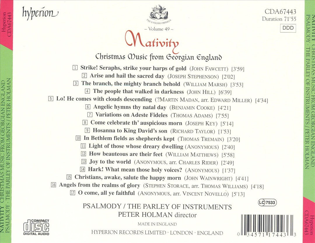 Nativity: Christmas Music from Georgian England cover art