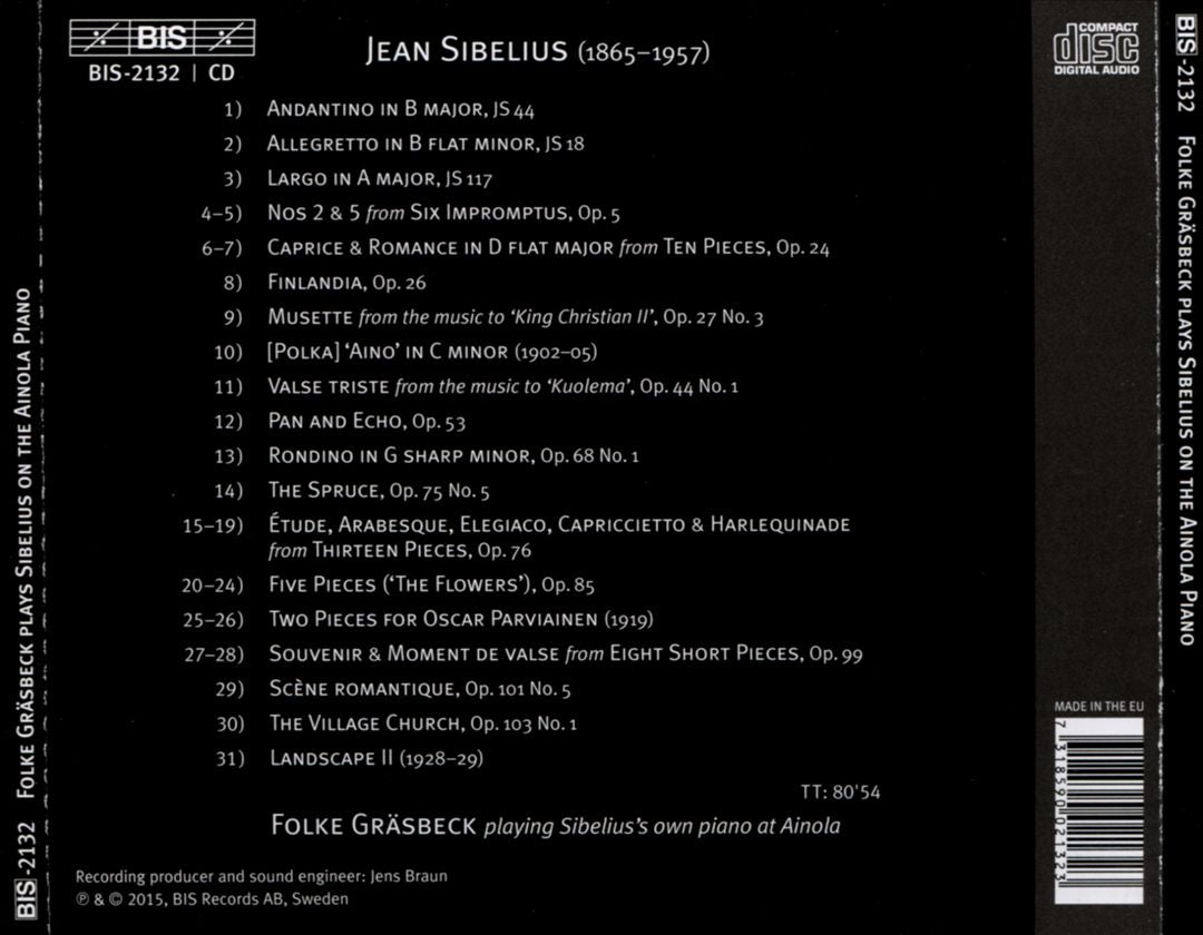 Folke Gräsbeck plays Sibelius on the Ainola Piano cover art
