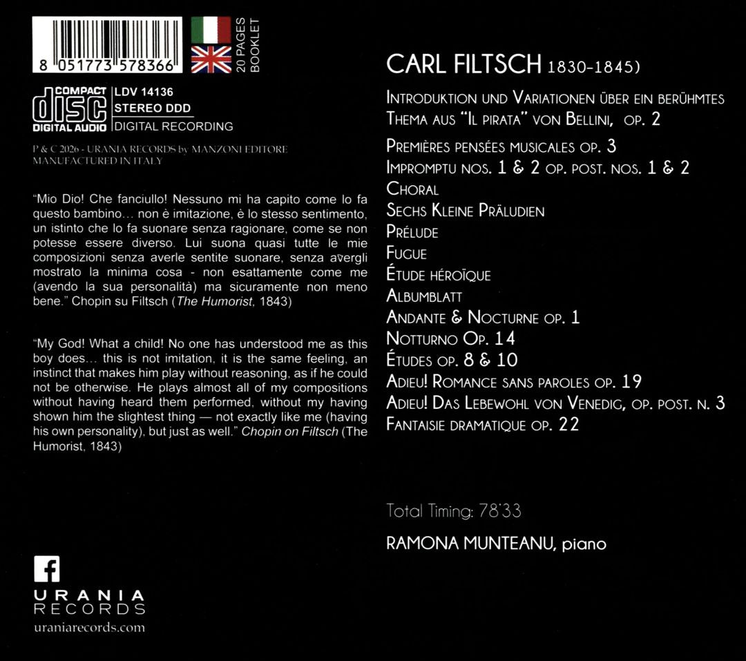 Carl Filtsch: Piano Works cover art
