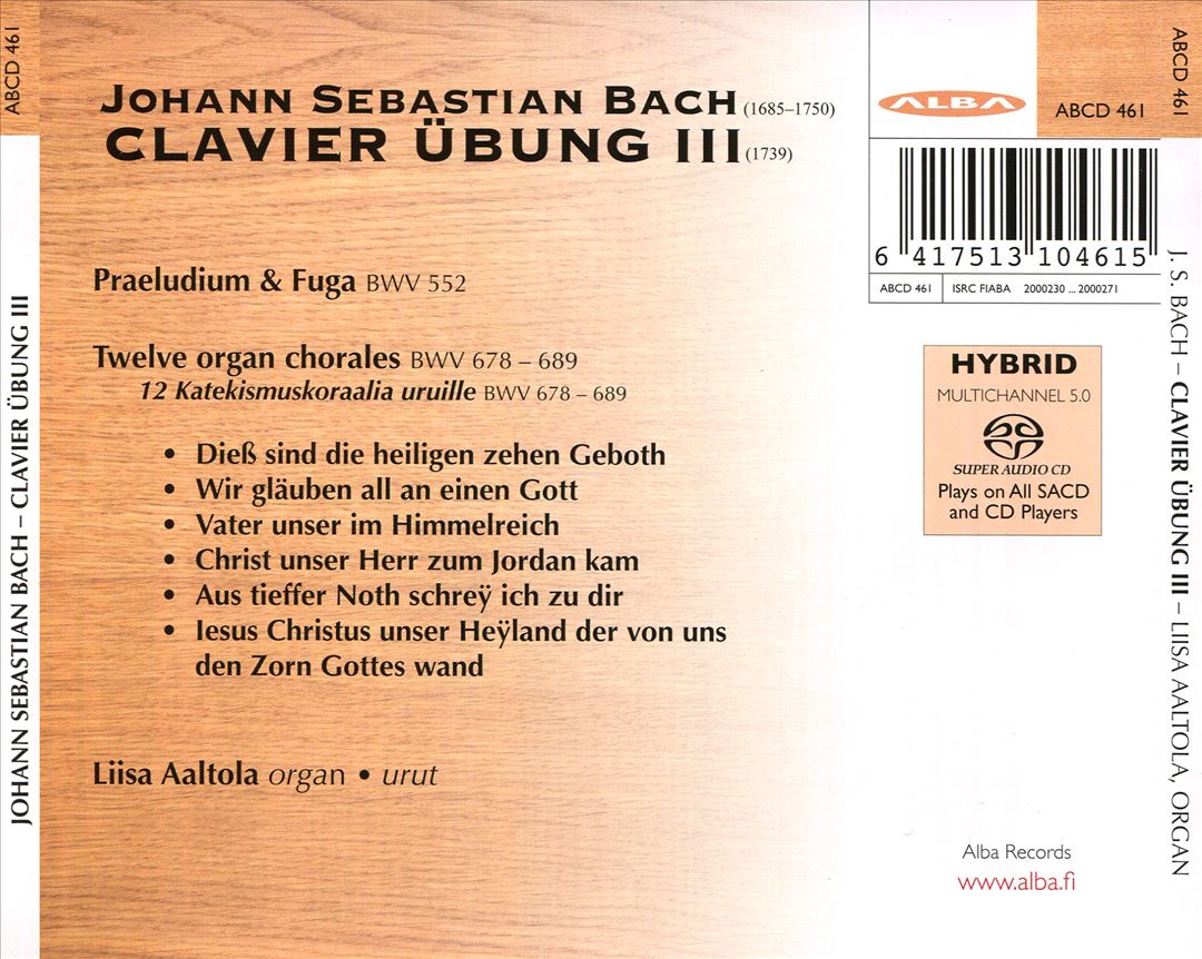 Johann Sebastian Bach: Clavier Übung III cover art