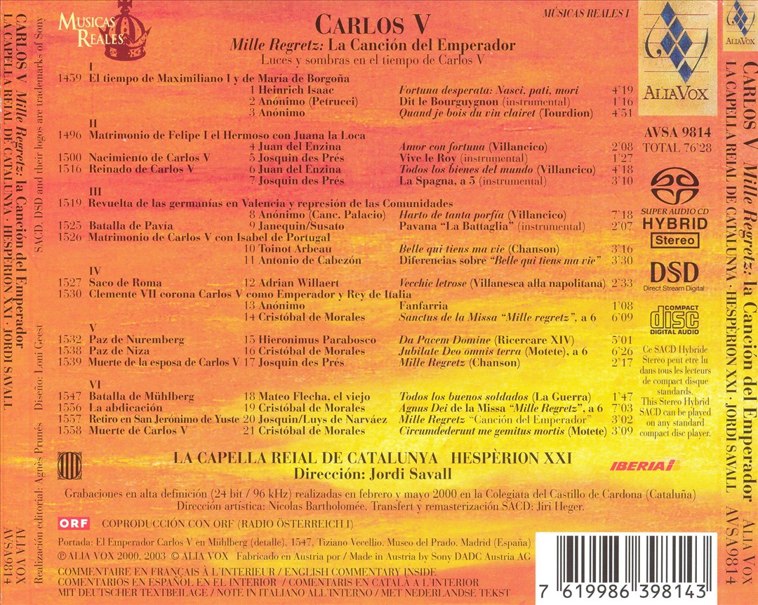 Carlos V: Mille Regretz, La Canción del Emperador cover art