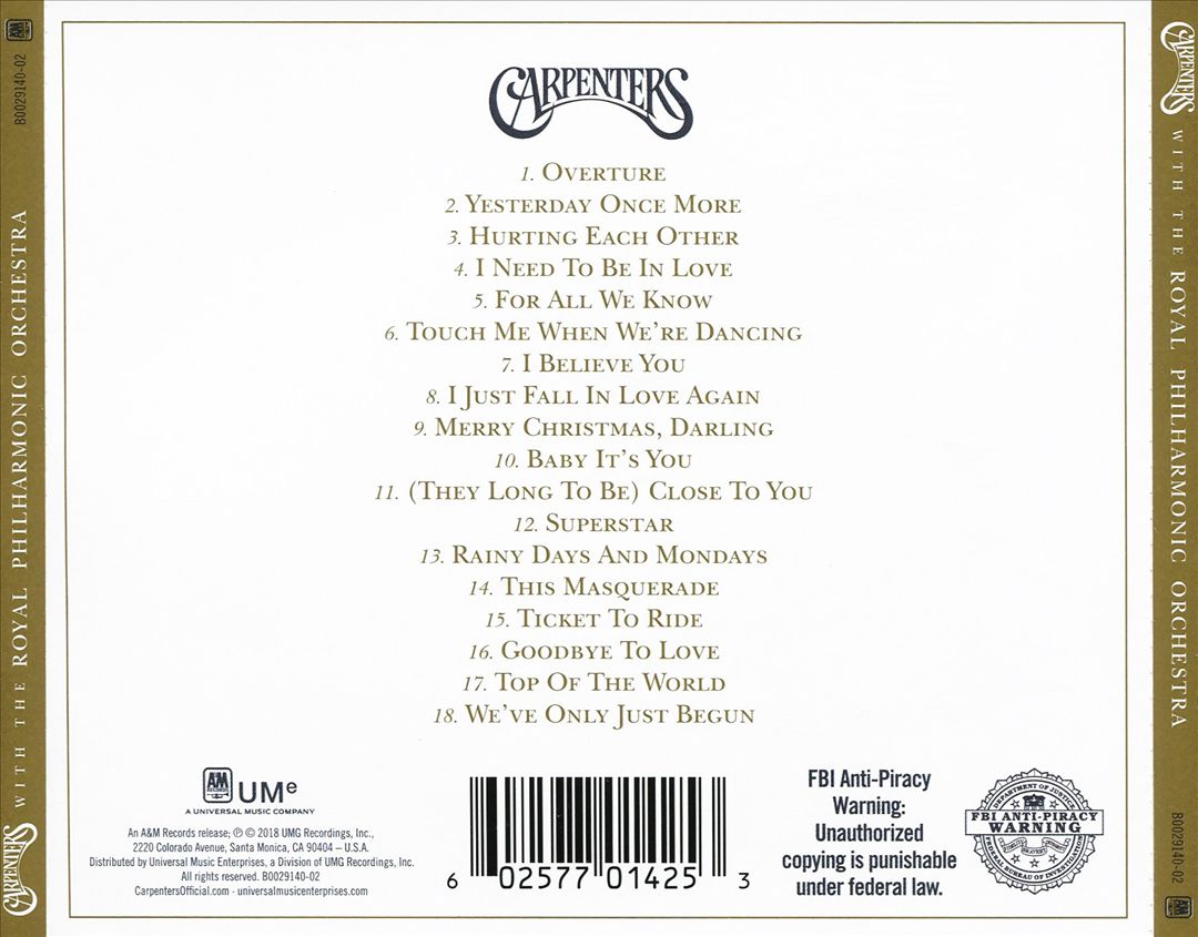 Carpenters with the Royal Philharmonic Orchestra cover art