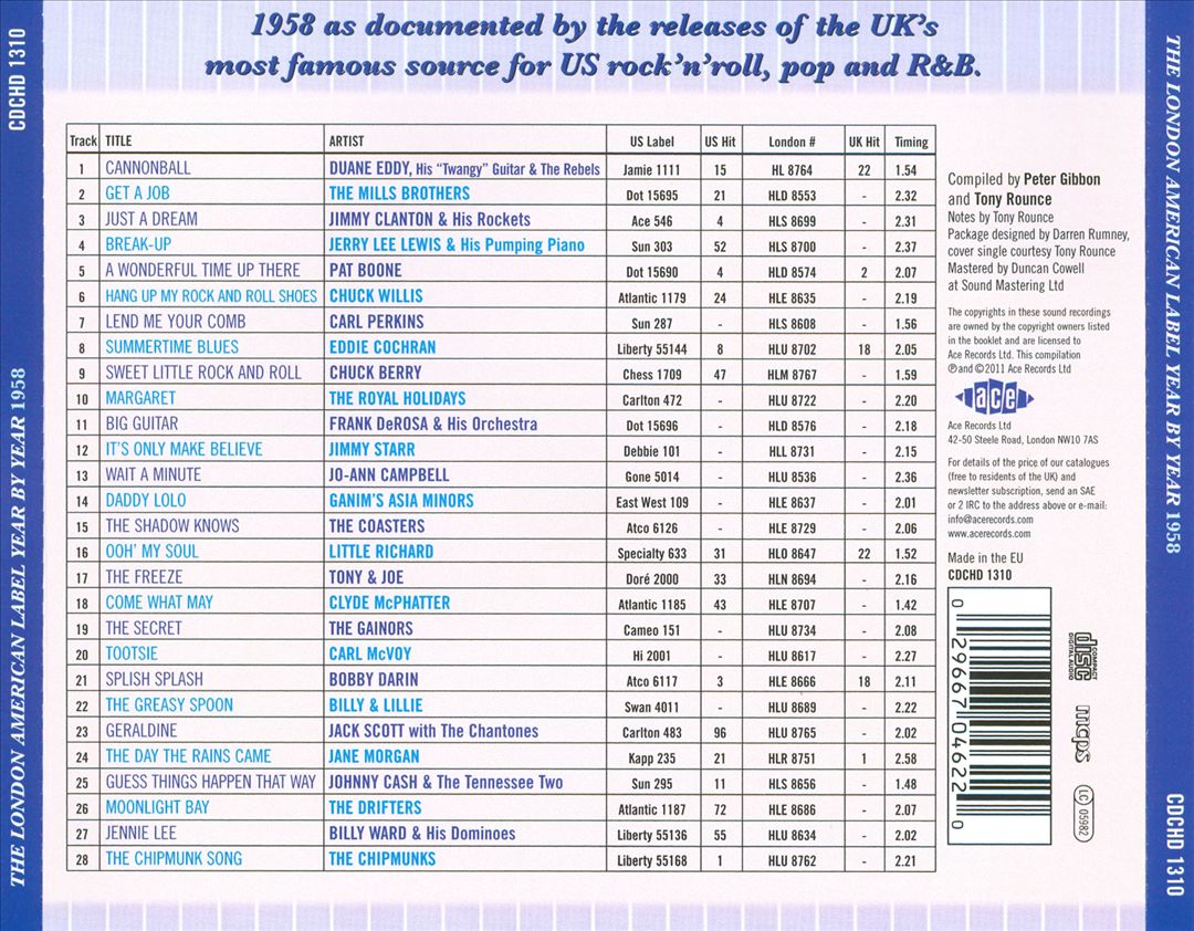 London American Label Year by Year: 1958 cover art