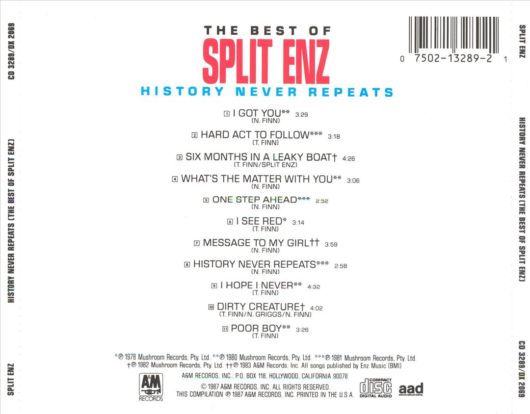 History Never Repeats: The Best of Split Enz cover art