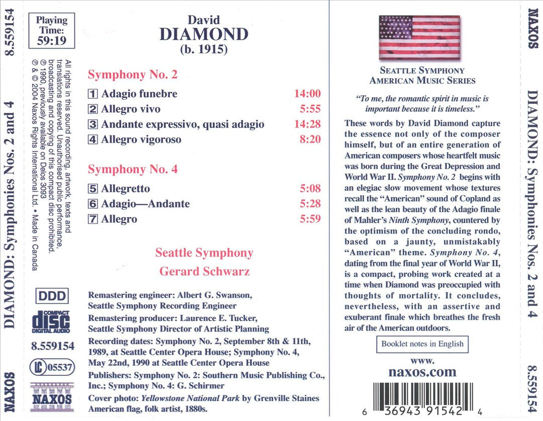 David Diamond: Symphonies Nos. 2 & 4 cover art